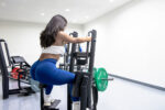 Standing abductor In use with model Commercial grade, heavy duty plate loaded 4