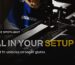 GluteZone hip thrust machine 16-point seat adjustment rail close-up with plate-loaded weight horn