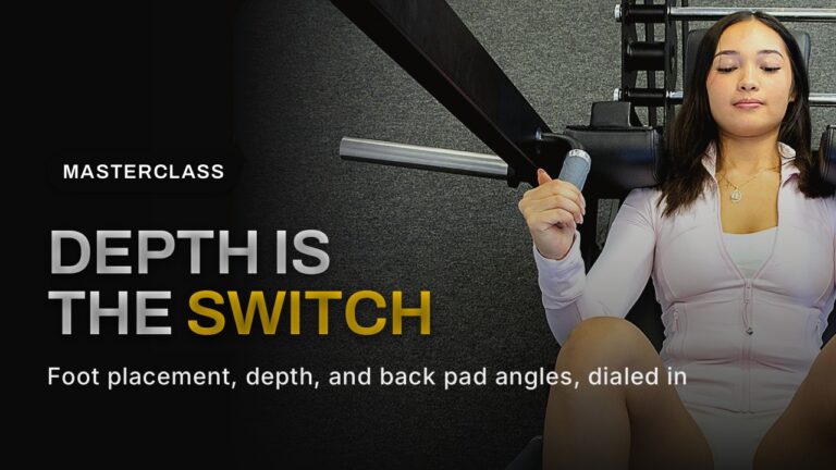 Pendulum Squat masterclass cover: lifter on the GluteZone Pendulum Squat with the headline Depth is the Switch