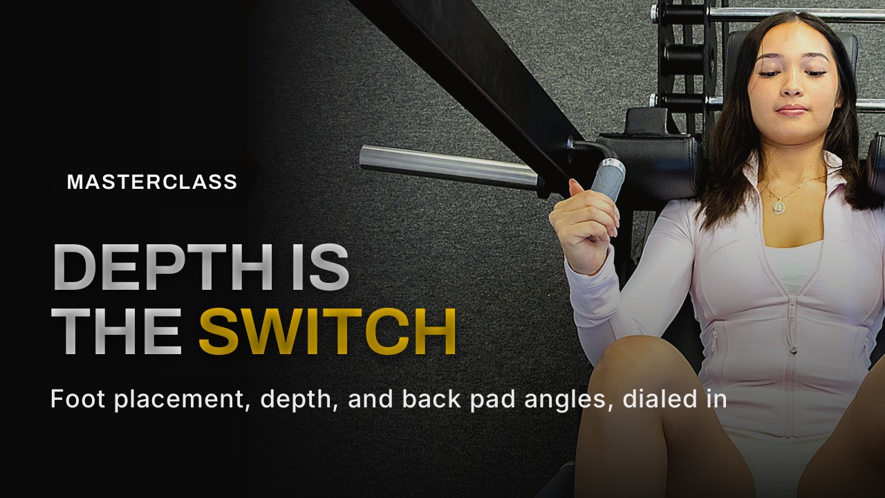 Pendulum Squat masterclass cover: lifter on the GluteZone Pendulum Squat with the headline Depth is the Switch